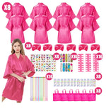 6-15Pcs Spa Party Robes for Girls Supplies Favors Kids Gowns Robe Soft Spa Headband Sleepover Birthday Party