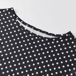 Women's Fashionable Dot Print Crew Neck Slim Fit Crop T-shirts Spring Summer Lone Bell Sleeve Tops