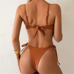 Metal Ring Swimwear Brown String Back Knotted Bikinis Sets Micro Thong Sexy Swimsuit Women 2026 Bathing Suit Bikini Biquinis