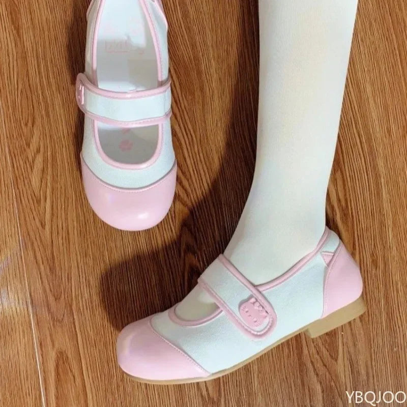 Small Cute Round Toe Flat Sole Shoes 2026 Spring and Summer Versatile Color Blocked Casual Simple Daily Not Tiring Women's Shoes