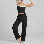 Women's Yoga Sets Yellow Patchwork Slimming Sports Tank Top Summer Gym Training Suit High Waist Wide Leg Pants Fitness Outfits
