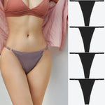 4Pcs Cotton Lace Panties Sexy G-String Women's Underwear Low Waist Comfortable Lingerie Briefs Adjustable Waist Thong Intimates