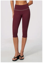 Hip Lifting Midi Length Yoga Pants Women Contrast Color Gym Sports High Waist Capri Trousers Breathable Fitness Running Leggings