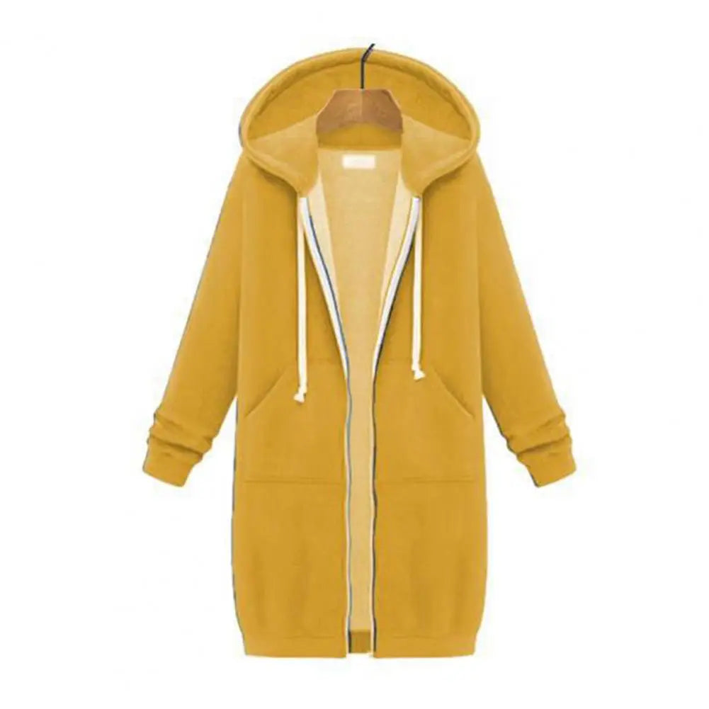 Zip Up Hoodies for Women Oversized Fleece Long Tunic Hooded Sweatshirt Autumn Winter Casual Drawstring Coat with Pockets