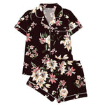 Women's Sleepwear Women's Comfort Printed Pajamas Set Milk Silk Cardigan Short Sleeve Shorts Homewear Set