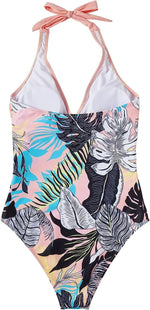 S - XXL Wrinkled Halter V Neck One Piece Swimsuit Women Swimwear Female Monokini Backless Bathing Suit Swim Beachwear Bodysuit