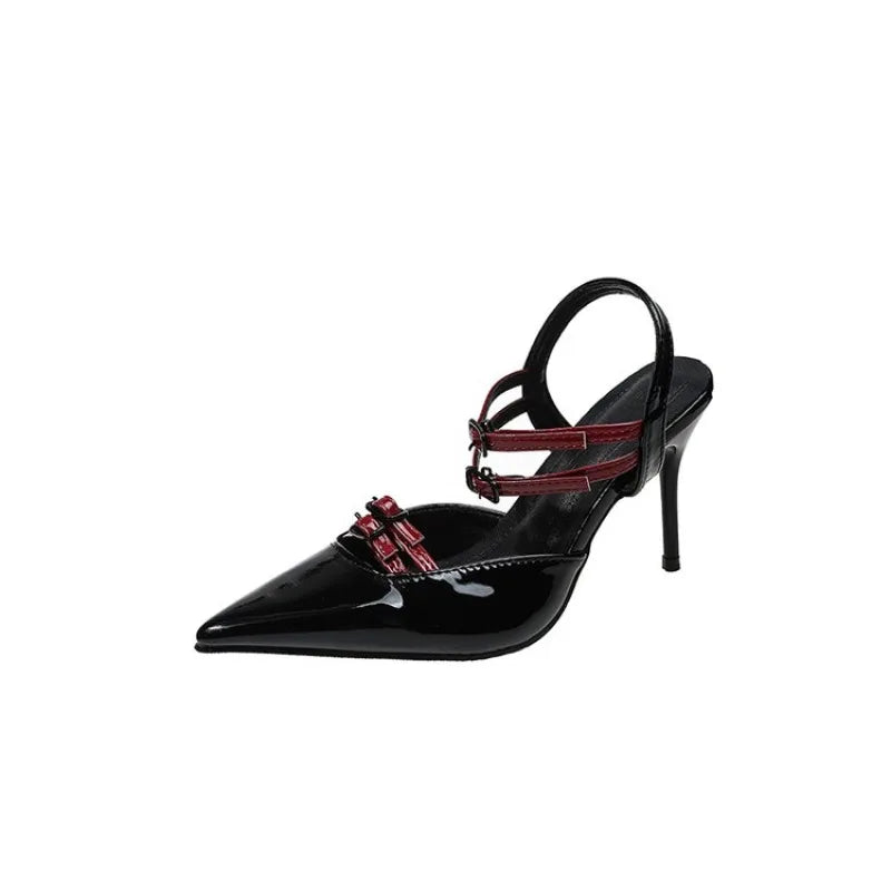 2026 Spring/Summer New Pointed Toe Double Buckle Women's Stiletto Sandals Casual Fashion Women's Open Sandals