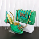 Doershow Italian Shoes And Bag Sets For Evening Party With Stones Italian Leather Handbags Match Bags! HB1-1