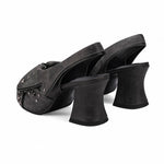 Brand New Women's Y2K Star Rivet Platform Sandals 2000's Peep Toe Slingback Chunky Heel Distressed Denim High Heeled Shoes