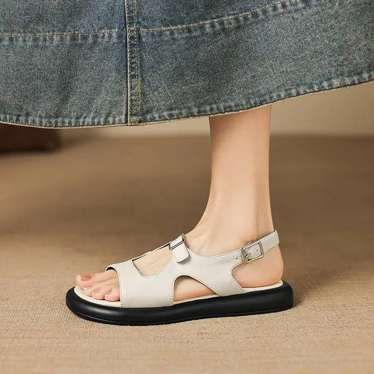 Spring and Summer New Model Fashion Low Heel Women's Shoes Fish Mouth Open-toe Buckle Casual Student Women's Sandals High 2.5cm