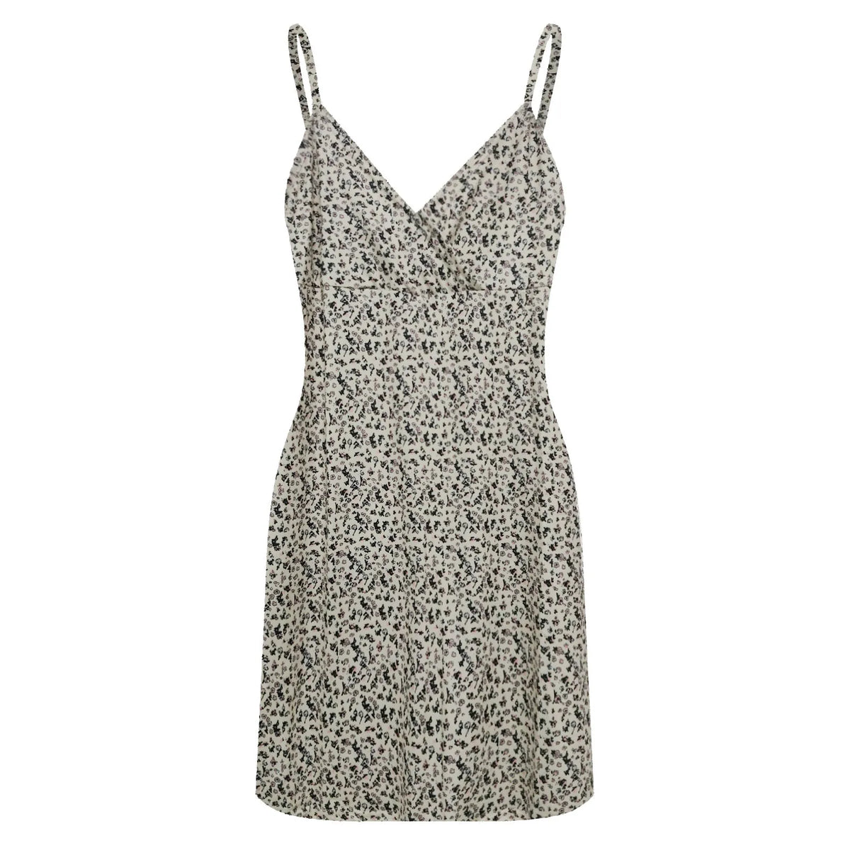 Women's Bohemian Floral Print Mini Dress V Neck Spaghetti Strap Wrap Bodycon Short Dress Casual Slim Fit Summer Beach Sundress
