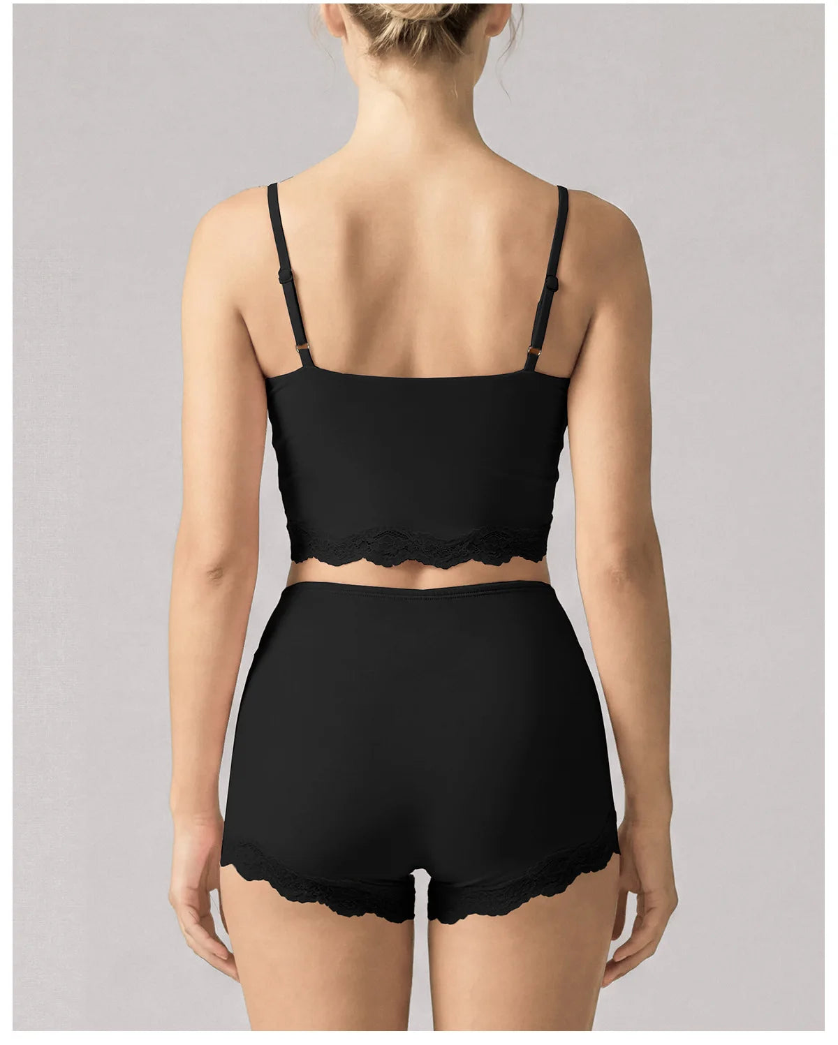 Lace V-neck Camisole Yoga Sets Women Black Hanging Neck Sports Tank Top Sportswear Gym Clothing High Waist Shorts Fitness Suits