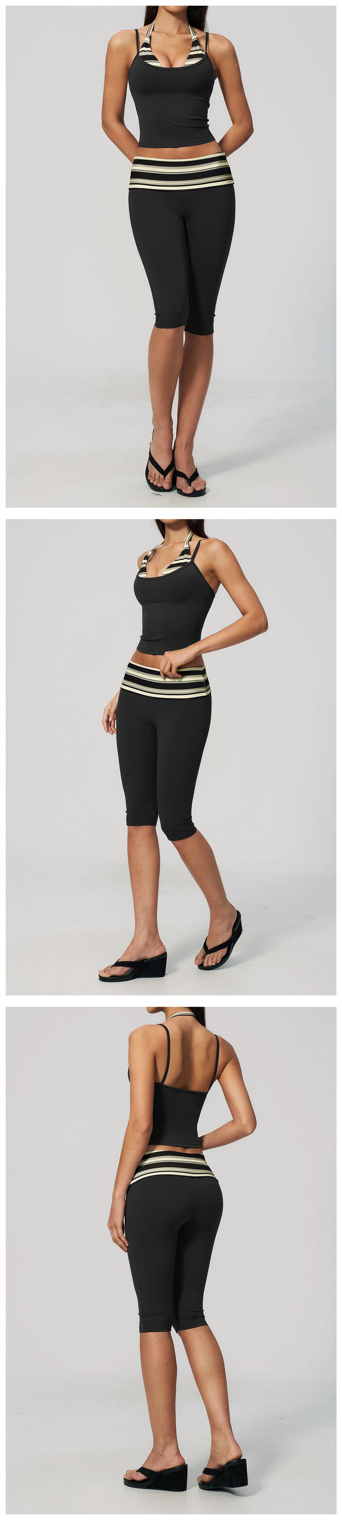 Yoga Set 2PCS Fitness Set Women's Tracksuit Sports Outfits Workout Clothes Female Running Capri Pants Gym Suit Athletic Wear
