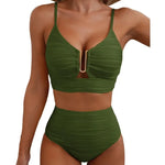 Women's New Swimsuit Bikini Set Fashion Sexy V-neck Hollow Swimsuit High Waist Textured Ruffled Swimsuit Women's Bikini Women