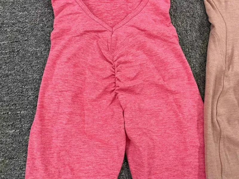 Seamless High-Waisted Peach Hip Yoga Jumpsuit for Women - Fast Drying Sweat-Wicking Tight Running Sports Jogging Gym Activewear