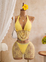 Sexy Black Mesh Shorts 3 Piece Bikinis Sets2026 Women Pearls Push Up Tassel Bra Swimsuit Beach Holiday Bathing Suit Swimwear