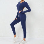 Women's Seamless Yoga Jumpsuits Backless Sexy Long-Sleeved One-Piece Butt-Lifting Gym Nude Feel Workout Gym Training Bodysuits