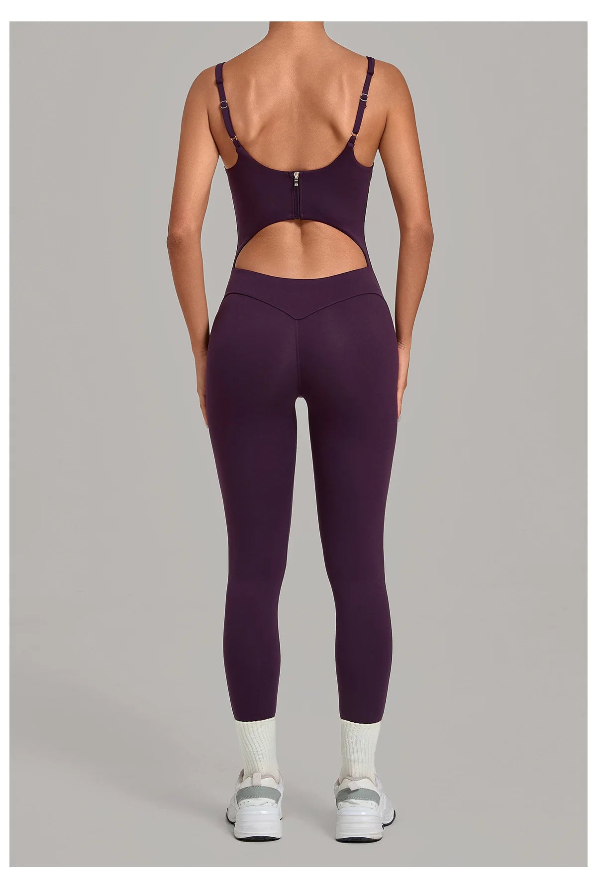 Summer Sports Overalls Women Gym High Stretch Back Zipper Yoga Jumpsuit Tight Hollow Out Slim Hip Lifting One Piece Bodysuit