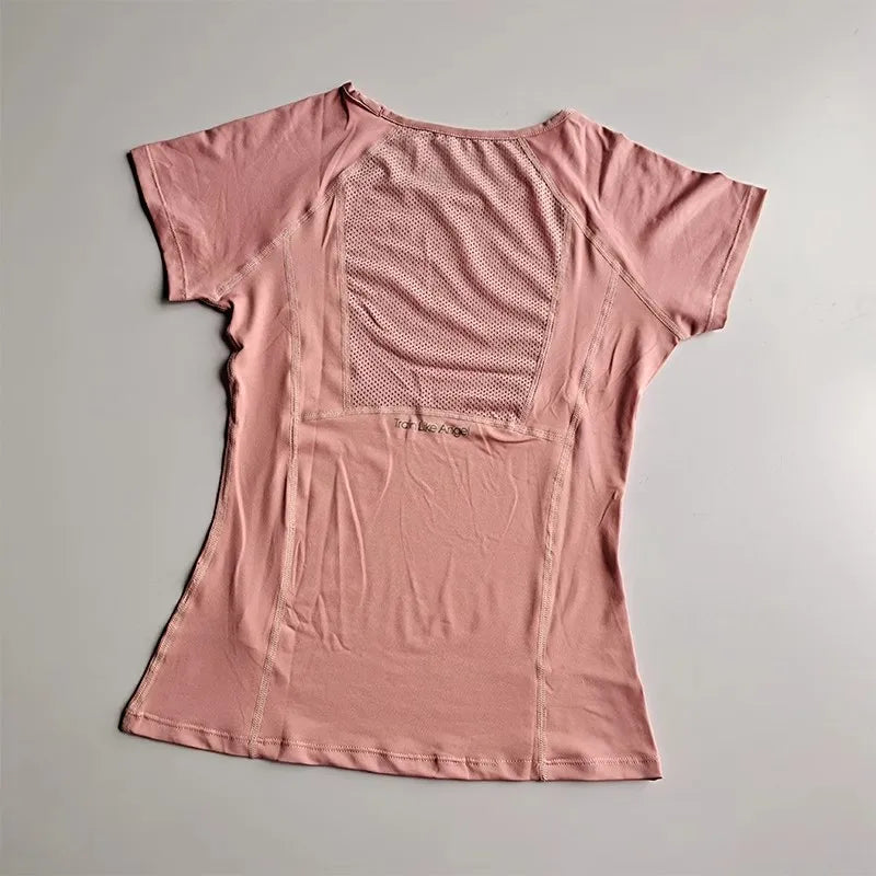 Women's Mesh Sports Fitness T-Shirt Quick Dry round Neck Pullover Short Sleeve Breathable Yoga Top for Workout And Fitness