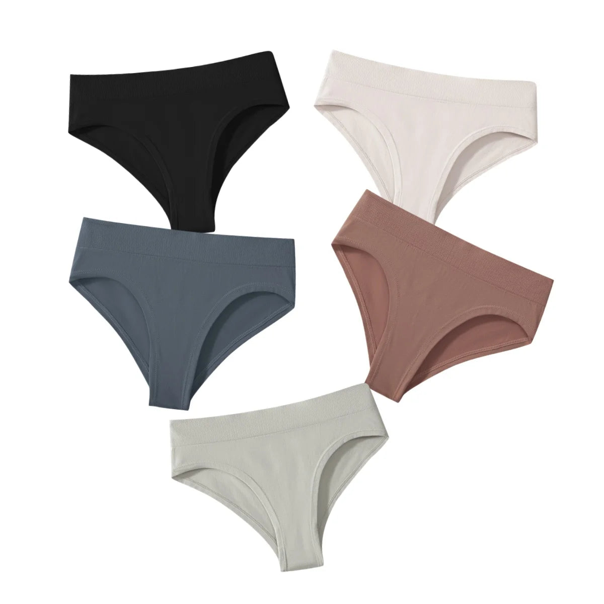 5Pcs/Set Briefs High Rise Panty Women Panties Female Underpants Solid Color Seamless Underwear S-XXXL Sexy Lingerie Intimates