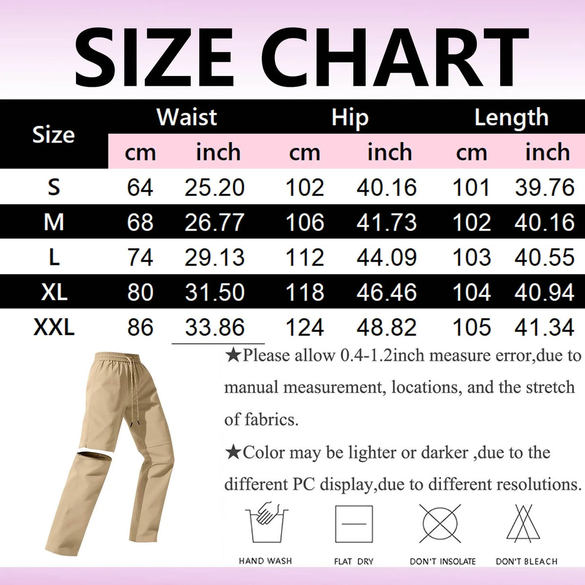 Women's Casual Waterproof Hiking Pants Loose Fit Zip Off Convertible Shorts High Waist Drawstring Wide Leg Pants With Pockets