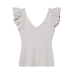 Fashionable Casual V-neck Flutter Sleeve Knit Top Women Ruffle Sleeve V Neck Knit Tank Top Sleeveless Slim Fit Casual Style C66D