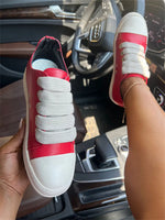 2025 Big Size 44 Women's Platform Skate Shoes Fashion Summer Black Pink Red Lace-up Men Sporty Vulcanize Casual Flat Shoes