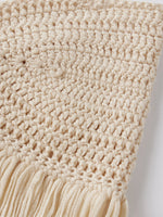 Women Tassel Hem Tank Tops Halter Open Back Sleeveless Shirts Summer Crochet Knit Crop Vest for Vacation Beach