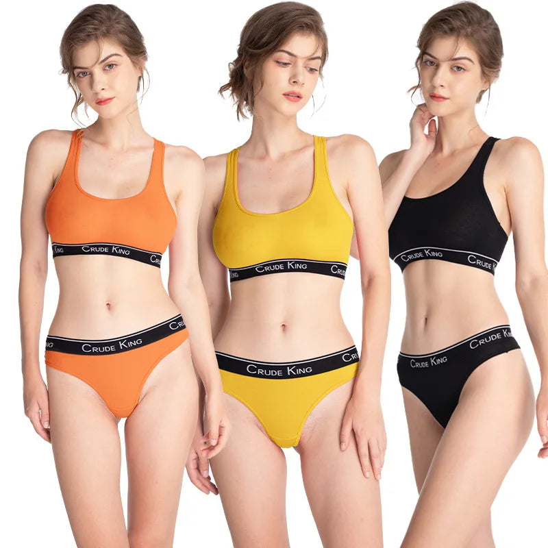 Fashion Bottoming Tops Letter Print Women‘sBra ThongUnderwear Set Sexy Beauty Back Vest Top Seamless Sleep Lingerie Suit