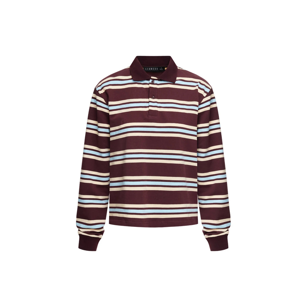 Women's Fall Striped Print T-Shirt Contrast Color Long Sleeve Lapel Neck Button-up Casual Pullover Tops