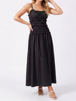 2026 Summer Women Slip Dress Sleeveless Smocked Ruffle Pleated Long Dress for Party Cocktail Out Going Streetwear