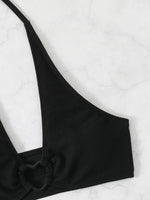 White Thong Bikinis Women 2025 Heart Ring Linked Two Pieces Swimsuit Halter Separate Bikini Set Swim Bathing Suits Beach Wear