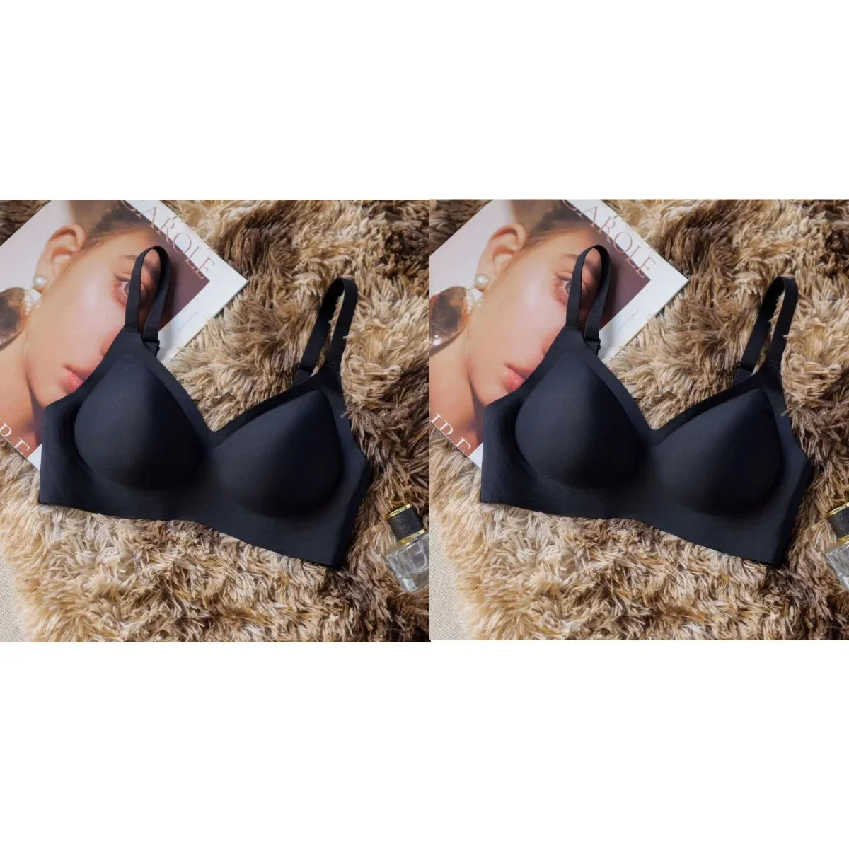 2Pcs/Set Seamless Bras For Women Sexy Lingerie Padded Non-wire Brassiere Adjust Shoulder Strap Underwear Comfort Intimates