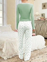 Women SleepwearLong Sleeve T-shirt with Long Trouses Set Autumn Winter Pajamas Set Homewear Femme Loungewear
