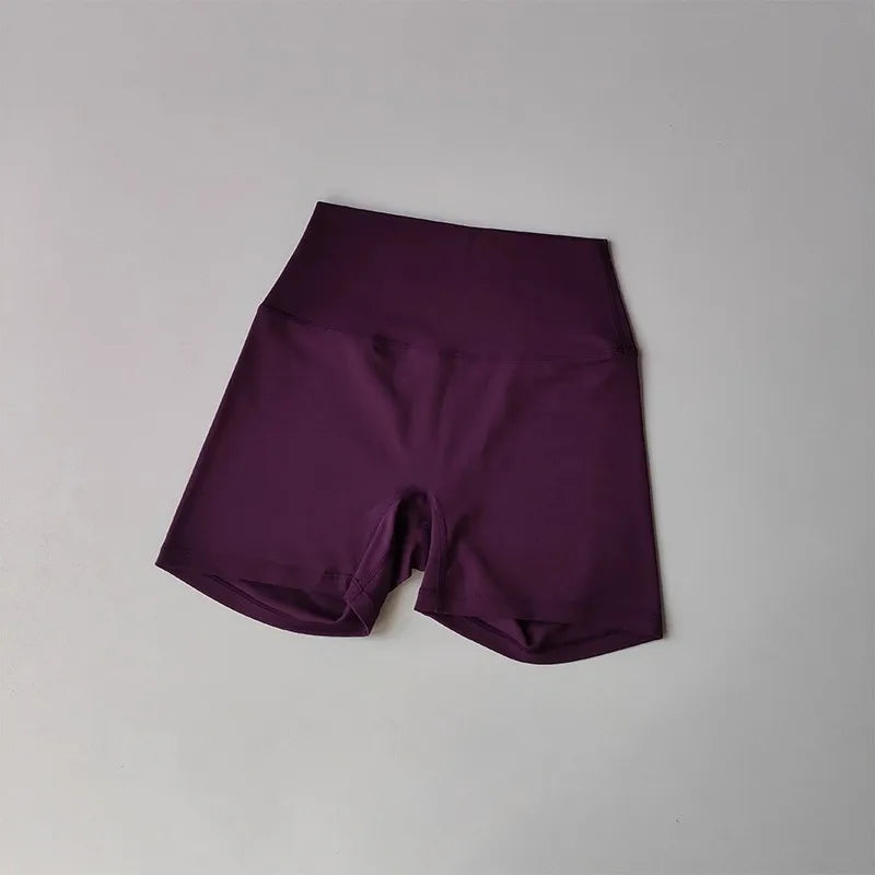 Women's High-Waist Quick-Drying Yoga Sports Shorts Nude Summer Fitness Running Training Three Quarter Length