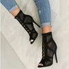Black Sexy Lace Up Cross-tied Women Shoes Comfort High Quality Thin Heels Open Toe Dancing Sandals Ankle Strap Hollow Out Pumps