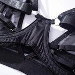 Toucheart 5-Pieces Erotic Lingerie Sexy Hip Skirt For Women Mesh Patchwork Hollow Out See-Through Lure Garters Underwear Suit