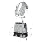FDYOUI Women's Polka Dot Swimsuit 2026 Summer Halter Bandage Two-piece Bikinis Set Sexy Hollow Out Party Bathing Suit Beachwear