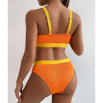 Orange High Waist Bikini 2022 Swimsuits Push Up Swimwear Women Splicing Biquini Beachwear Sexy Ribbed Bathing Suits Female New