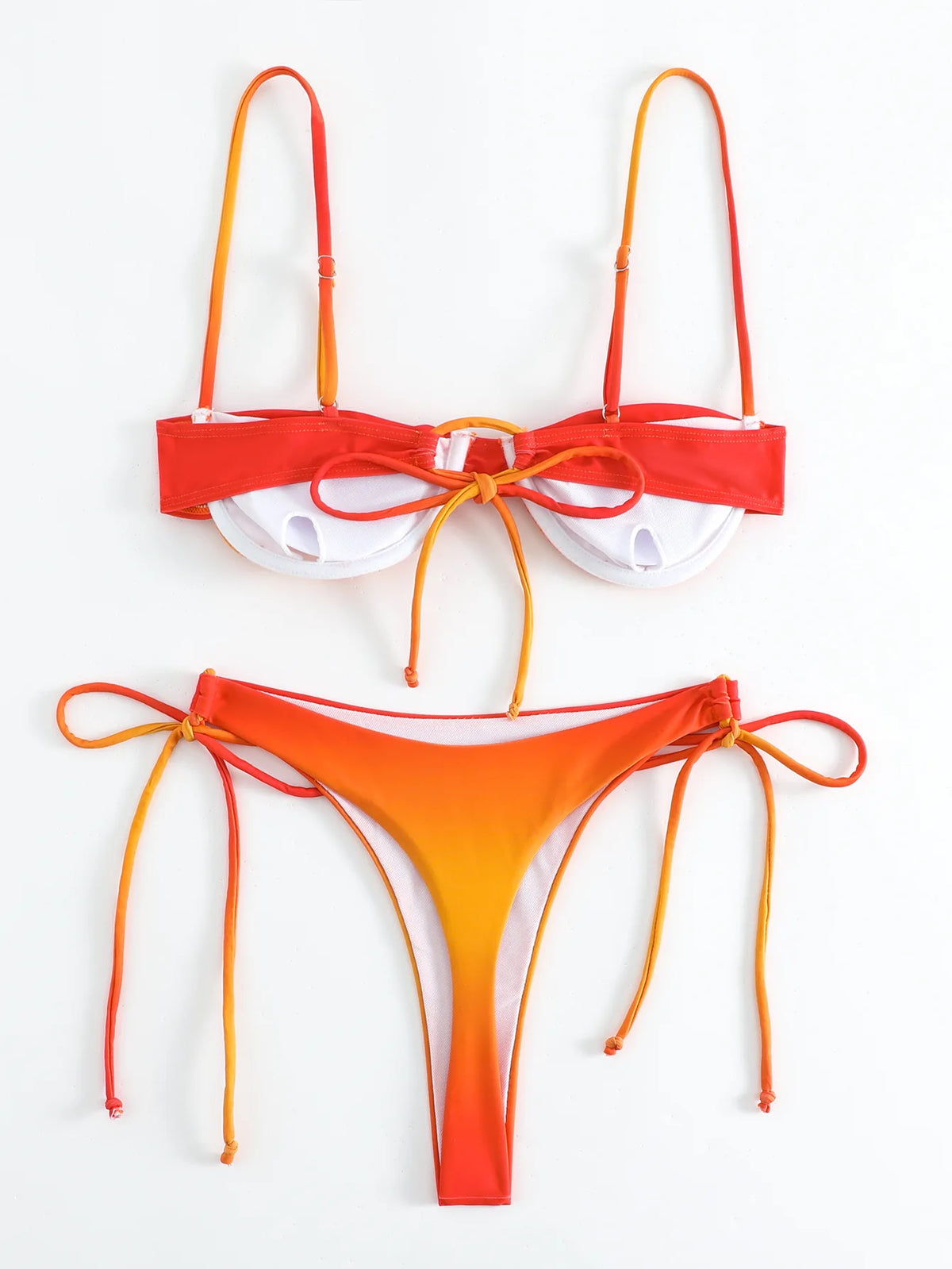 Sexy Tie Dye Print Push Up Bikinis Sets Two Pieces Side Tie Swimsuit Thong Swimwear Biquini Conjunto De Bikini Tankini Beachwear