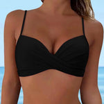 Sexy Bikini Tops Backless Butterfly Hook Design V-Neck Front Knotted Swimwear Tops Backless Bikini Bra