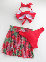 3 Piece Tropical Bikini Halter Push Up Swimsuit & Beach Shirt Swimwear Women 2026 Bathers Bathing Swimming Suit Female Beachwear