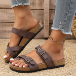2026 Women's Cork Footbed Slide Sandal Adjustable Buckle Summer Outdoor Suede Sandals with Arch Support Non-slip