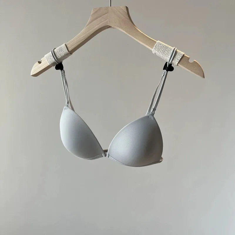 French Bralette Front Button, Thin Straps Triangle Cup Sml Chest, Seamless Beautiful Back Lingerie, Summer Lightweight Wirefree