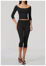Fashion Mid Sleeve T-shirt Yoga Suits Tight Fitting Slim Sports Tops High Waist Peach Hip Mid Pants Gym Running Fitness Outfits