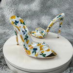 Sexy and fashionable printed slippers Shoes For Women's Sandals Summer Sexy Slippers Pointe Toe Thin Heels Stiletto Sandals12cm