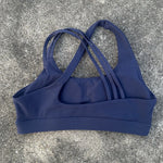 Solid Color Women Fitness Sport Bra Top High Strength Cross Shoulder Strap Gym Underwear Shockproof Tight Workout With Chest Pad