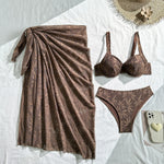 With Mesh Skirt Underwired Bra Cup Bikini Women Swimwear Female Swimsuit Three-pieces Bikini Set Bathing Suit Swim Beachwear