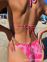 New New Floral Tie-Detail Bikini Sexy Three-Point Women's Swimsuit Sporty Yoga Fitness Fans' Goods Swimsuit Bikini