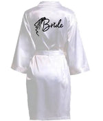 Wedding Party Team Bride Robe With Black Letters Kimono Satin Pajamas Bridesmaid Bathrobe SP033